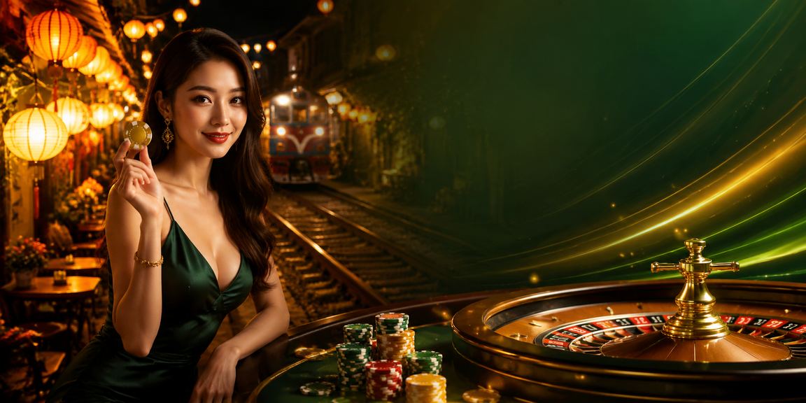 Bàn Roulette lung linh đèn lồng truyền thống Hà Nội về đêm